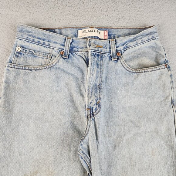 Levi's 550 Relaxed Fit Straight Leg Light Wash Denim Jeans Mens 32x32 Thrashed - Picture 11 of 13
